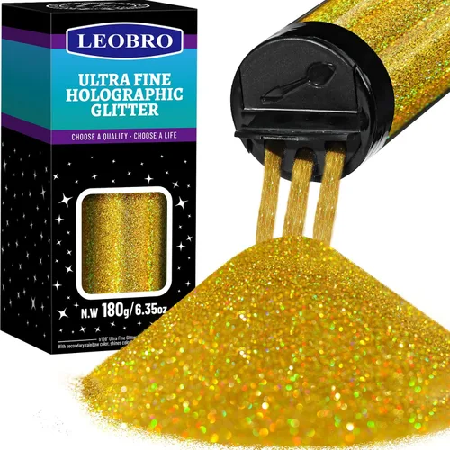 Vista 9 de Leobro - Brillantina plateada, 180g/6.35oz de brillo fino holográfico para resina, manualidades, vasos, uñas, cuerpo, diamante holográfico plateado