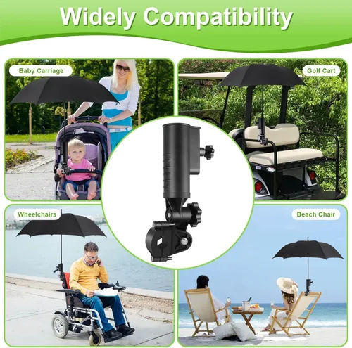 Vista 3 de Carrito de golf y soporte para paraguas de carretilla, soporte universal ajustable para silla/cochecito/silla de ruedas/bicicleta
