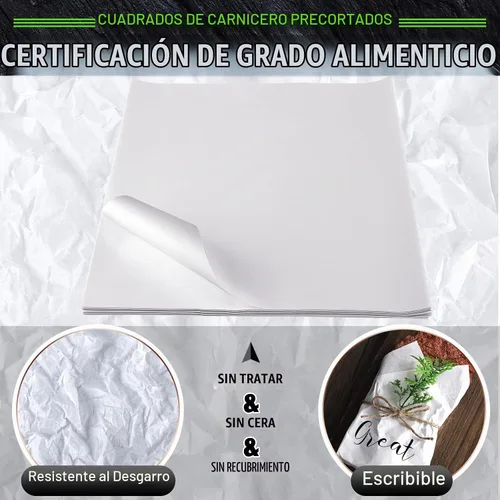 Vista 3 de 500 hojas de papel de carnicero blanco para sublimación, hojas de papel de carnicero desechables, hoja cuadrada de carne precortada, sin cera