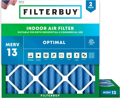 Vista 31 de Filterbuy Filtro de aire MERV 13 de 8 x 14 x 1 pulgadas, protección óptima contra el humo y la alergia (paquete de 2), filtros electrostáticos