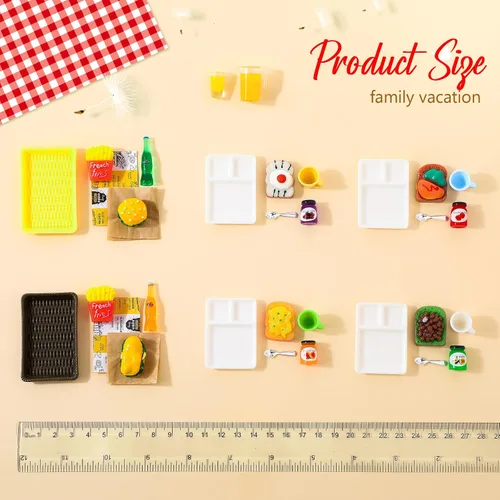 Vista 2 de 38 piezas de juguetes de comida en miniatura para casa de muñecas, accesorios para casa de muñecas en miniatura, juegos de comida para muñecas