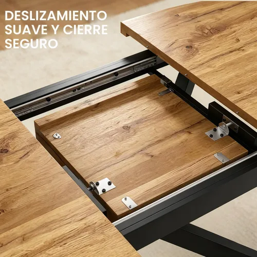 Vista 6 de Mesa de comedor redonda extensible de 63 a 78.7 pulgadas para 4-6 personas, mesa ovalada moderna de mediados de siglo para cocina y comedor con Solo