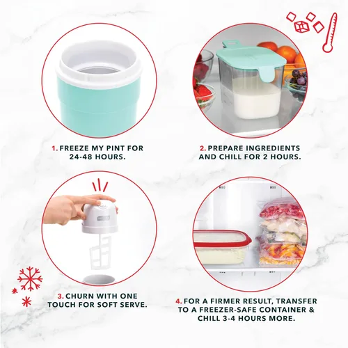 Vista 9 de Dash My Pint Máquina de Helados - Máquina de Helados Compacta y Conveniente de Una Sola Porción - Hace Gelato, Sorbete y Yogur Congelado - 1.6