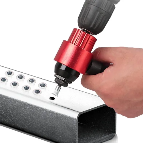 Vista 2 de Zooke Adaptador de pistola de remache eléctrico, herramienta de tuerca de remache inalámbrica con 5 cabezales de remache y llave de mango, kit
