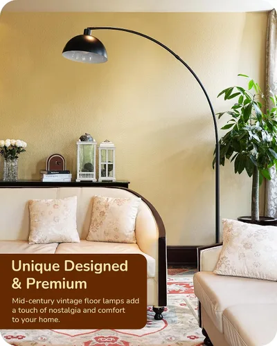 Vista 5 de EDISHINE Lámpara de pie moderna de arco de 78.3 pulgadas, lámpara de pie de mediados de siglo sobre silla con control remoto e interruptor de pie