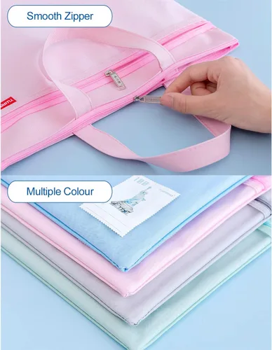Vista 4 de Calculadora de escritorio de bolsillo de tamaño pequeño y bolsa de archivos impermeable de doble bolsillo grande con asa