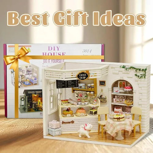 Vista 5 de Kisoy Romántica y linda casa de muñecas en miniatura, kit de casa de bricolaje, habitación creativa, regalo perfecto para amigos, amantes y Diario