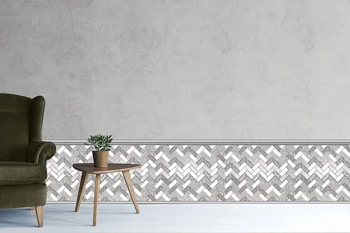 Vista 4 de Retro-Art - Paneles de pared 3D con diseño de mosaico en color blanco y gris, PVC, 7" x 10", 237SR