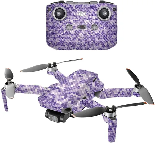 Vista 22 de MightySkins - Drone portátil de fibra de carbono compatible con DJI Mini 2, morado antiguo, acabado de fibra de carbono texturizado protector