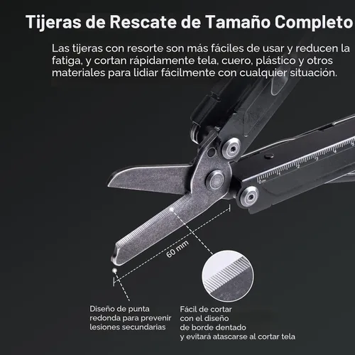 Vista 5 de NEXTORCH PIONEER - Multiherramientas 14 en 1 de tamaño completo, juego de multiherramientas versátil con tijeras, alicates de punta, clip