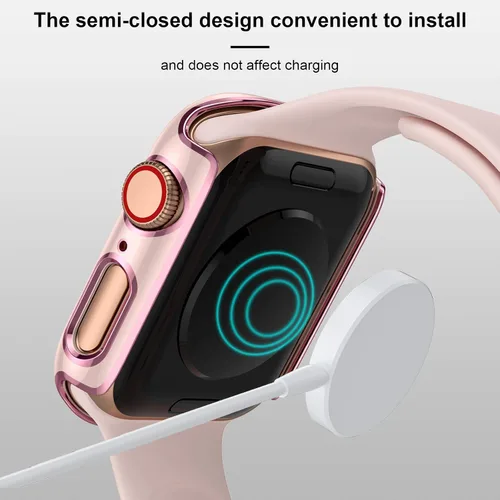 Vista 3 de Charlam Compatible con estuche Apple Watch de 44mm 42mm 40mm 38mm con protector de pantalla para mujeres y hombres, cubierta protectora