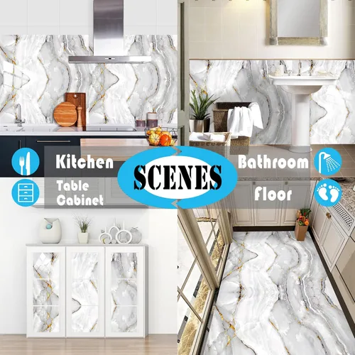 Vista 7 de 16 calcomanías de azulejos con patrón de mármol para decoración de cocina y baño, calcomanías para salpicaduras (4 x 4 pulgadas)
