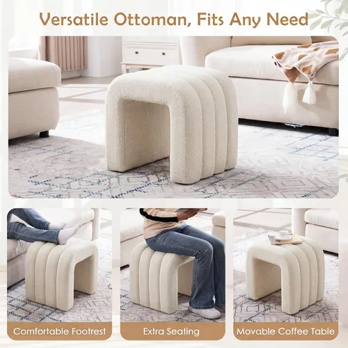 Vista 11 de Taburete otomano multifuncional, reposapiés para sofá, taburete de tocador moderno para sala de maquillaje, sala de estar y entrada, taburete