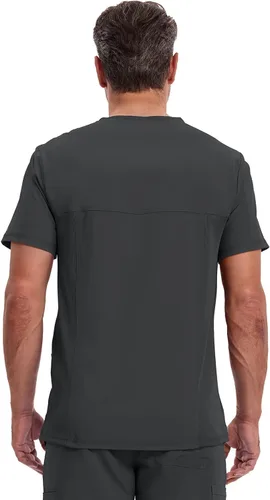 Vista 6 de Cherokee Infinity Men's V-Neck Scrub Top with 3 Pockets and 360° Stretch Negro