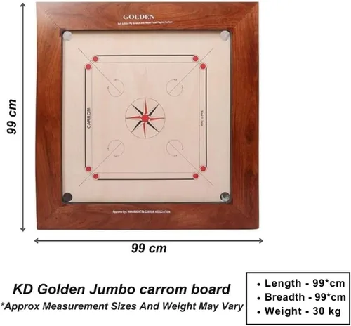 Vista 7 de KD Golden Carrom - Juego de mesa antiguo para interiores aprobado por la Federación Carrom de India y la Asociación Maharashtra Carrom