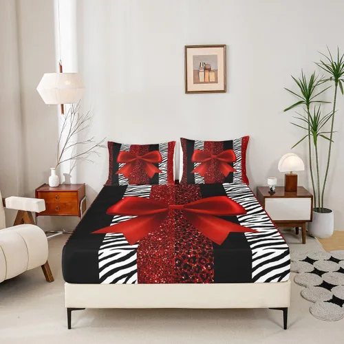 Vista 4 de Sábana bajera ajustable para niños, tamaño individual, diseño de cebra y leopardo con purpurina, decoración de habitación para niñas y mujeres, A1