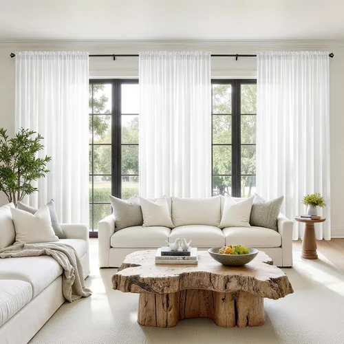 Vista 2 de HOMEIDEAS - Cortinas semitransparentes de privacidad blancas que no se transparentan, 52 x 96 pulgadas Blanco