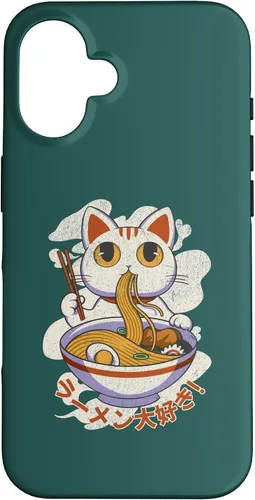 Vista 28 de Funda linda para iPhone 11 Chinese Lucky Cat Eating Ramen noodle lover anime Japón