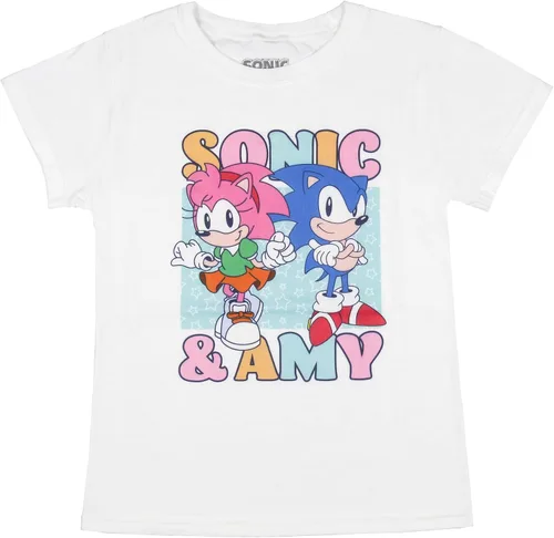 Vista 2 de Sonic The Hedgehog Amy Rose and Sonic Youth - Camiseta de videojuegos para niñas