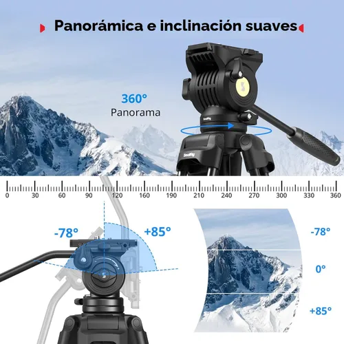 Vista 5 de SMALLRIG - Trípode de video de aleación de aluminio resistente de 73
