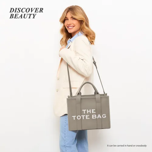 Vista 3 de EIMMBD The Tote Bag for Women, PU Leather Tote Bag with Zipper, Women's Tote Handbags Crossbody Bags for Work School Travel