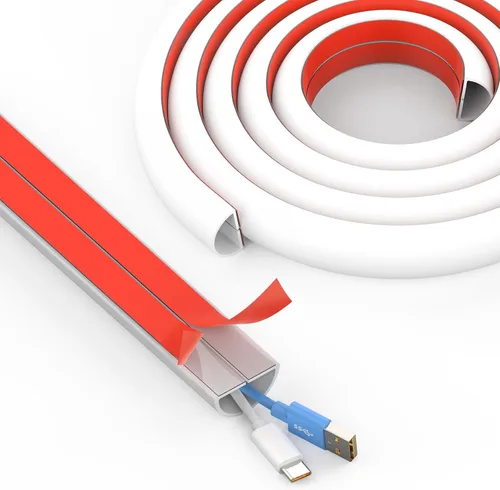 Vista 10 de UOMTFAI Ocultador de Cables de Pared de 39 Pulgadas - Cubierta de Cable Autoadhesiva para Paredes, Ocultador de Cables de PVC Flexible para Hogar