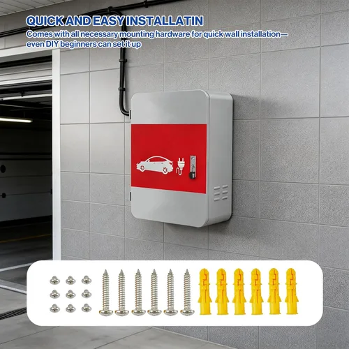 Vista 8 de POCHAR Protector de cubierta de cargador de vehículo eléctrico EV para Tesla Modelo Y Modelo 3- Conector de pared Estación de carga de acero EV
