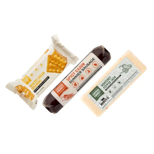 Vista 10 de Farmers Market - Juego de regalo de carne y queso Salchicha tradicional de verano de ternera, Cheddar y galletas Vermont Sharp Cesta de regalo