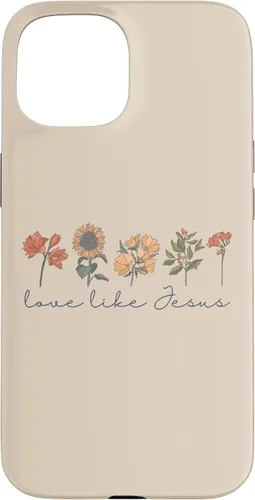 Vista 6 de Love Like Jesus - Carcasa para iPhone 17, diseño de flores y texto bíblico, religioso
