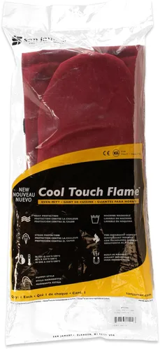 Vista 36 de San Jamar KT0215 Kool-Tek Manopla de protección para horno para temperatura convencional Nomex, 15" de longitud, rojo