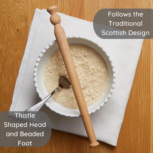 Vista 2 de Muldale Spurtle de gachas escocesas – Cuchara de madera de avena de 11.5 pulgadas – Herramienta de cocina tradicional – Palito de cocina de madera