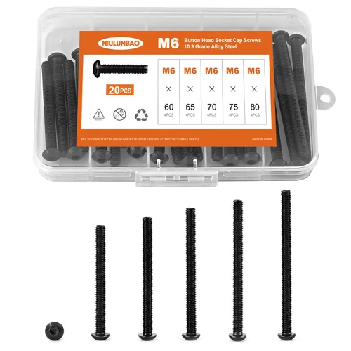 Vista 17 de Tornillos de cabeza de botón M3 x 6 mm, 8 mm, 10 mm, 12 mm, 16 mm, tornillos de cabeza de botón, acero de aleación de grado 10.9, acabado de óxido