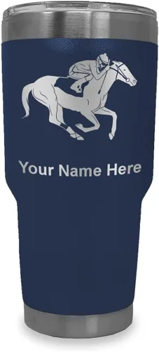 Vista 33 de LaserGram Vaso aislado al vacío de 20 onzas, carreras de caballos, grabado personalizado incluido (negro)
