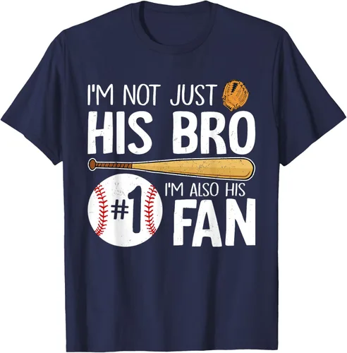 Vista 81 de Camiseta Baseball Brother I'm Not Just His Bro I'm His Number One Fan, Negro