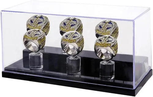 Vista 9 de Caja de exhibición de anillo de campeonato de 4 ranuras Para béisbol, softbol, fútbol, deportes, anillo de escuela secundaria (Cuatro agujeros-1)