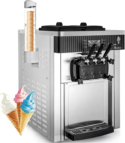 Vista 12 de Máquina de helado comercial, con función de pre-enfriamiento, limpieza automática, panel LCD, máquina de helado suave de servicio 18L/H, máquina
