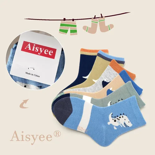 Vista 36 de Aisyee Calcetines de algodón para niños, calcetines sin costuras para niños, calcetines coloridos de cuarto de punto, paquete de 6