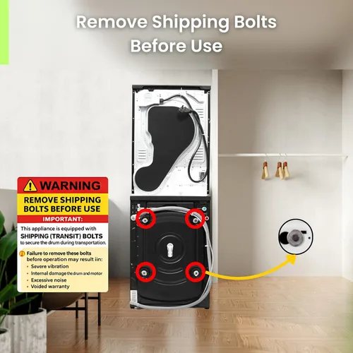 Vista 3 de Conserv 2.2 cf 120 V Lavadora y 4 Cf 220V Secadora Condensación Fabricada en Europa (Negro Mate)
