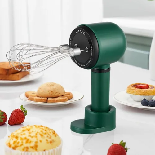 Vista 2 de Batidora eléctrica de mano, 1200 mAh, recargable por USB, portátil, portátil, batidor de huevos eléctrico con 2 batidores, agitador de mano