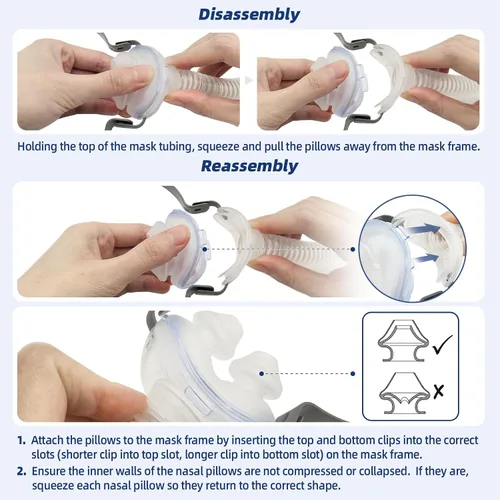 Vista 9 de Paquete de 3 cojines nasales de repuesto para ResMed AirFit P10, compatible con marco original Airfit P10, suministros de silicona CPAP de repuesto