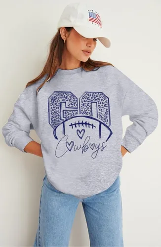 Vista 3 de LUKYCILD Sudadera de fútbol para el día del partido Camiseta de manga larga para mujer Sunday Funday Football Season