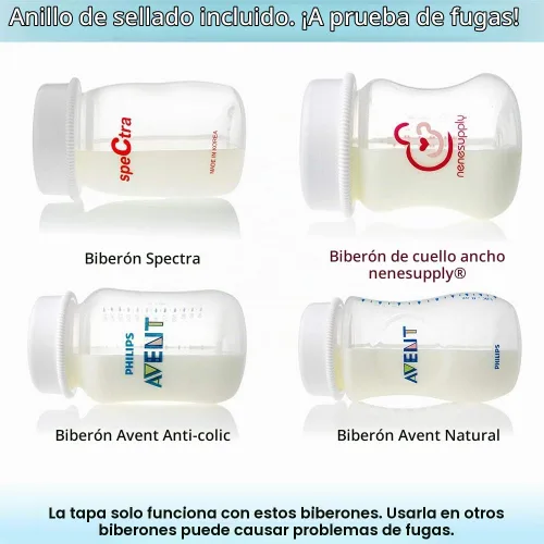 Vista 10 de Nenesupply Tapas para botellas de viaje, compatibles con botellas Nenesupply, botellas Spectra, botellas de Avent de boca ancha, tapa de una pieza