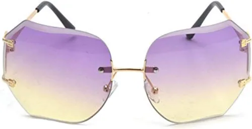 Vista 13 de lentes de sol sin montura de tamaño grande con lentes transparentes para mujer.