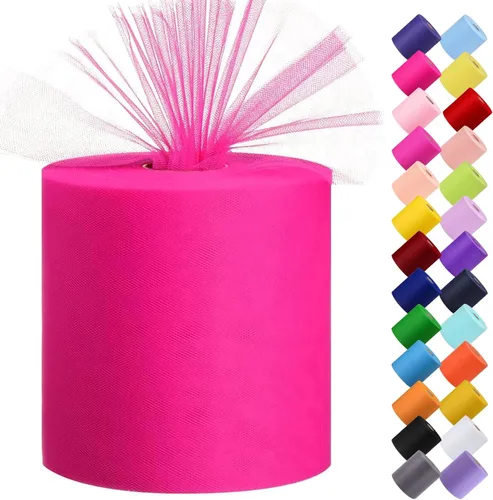 Vista 26 de Rollo de tela de tul, 6 pulgadas por 200 yardas (600 pies), carrete de tela de organza de tul para bricolaje, falda tutú, decoración de baby shower