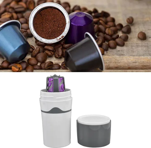Vista 3 de Cafetera portátil, máquina de una sola porción, prevención de fugas laterales de 360 grados, goteo manual para viajes, camping, oficina, uso Gris