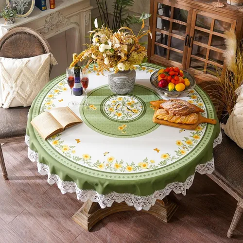 Vista 13 de SUTAVIA Mantel de encaje floral impermeable, rectangular, lavable, para el hogar, vacaciones, Acción de Gracias, Navidad, fiesta, comedor