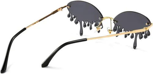 Vista 5 de ENTHYI Gafas de sol de llama de lágrimas de moda para mujer y hombre, diseño de marca, gafas de onda sin montura