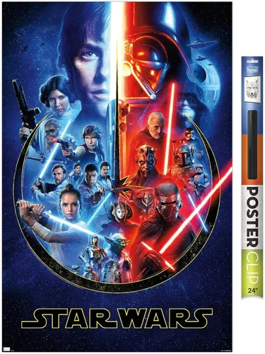 Vista 17 de Trends International Star Wars: Saga - Póster de pared Skywalker Saga, 22.4 pulgadas de largo x 14.7 pulgadas, versión enmarcada de madera de granero