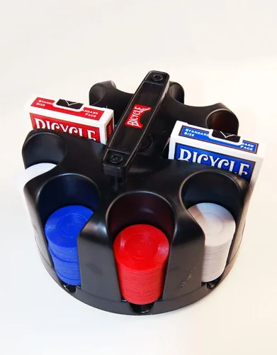 Vista 5 de Bicycle Carousel Poker Texas Hold Em Set, 200 fichas de póquer de 0.07 oz y 2 barajas de cartas Bicycle de Texas, perfecto para Texas Hold Em