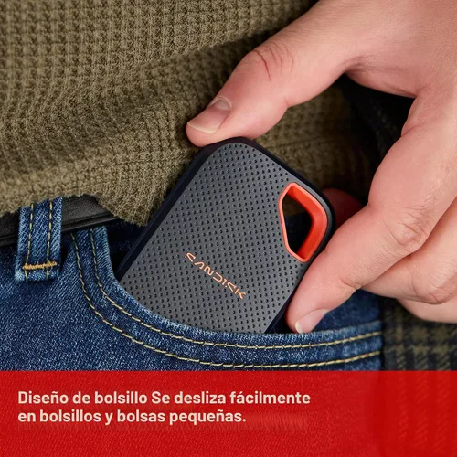 Vista 5 de Sandisk 500GB Extreme Portable SSD, Up to 2000MB/s Transfer Speed-New